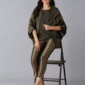 Brocade Floral Pattern Black 3 Piece Set