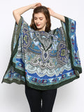 Blue Color Printed Poncho