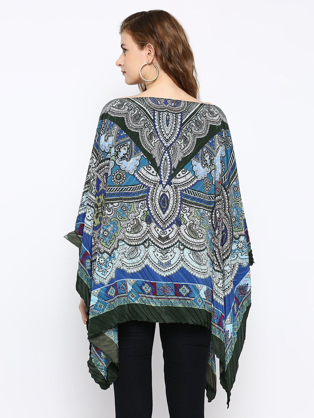 Blue Color Printed Poncho