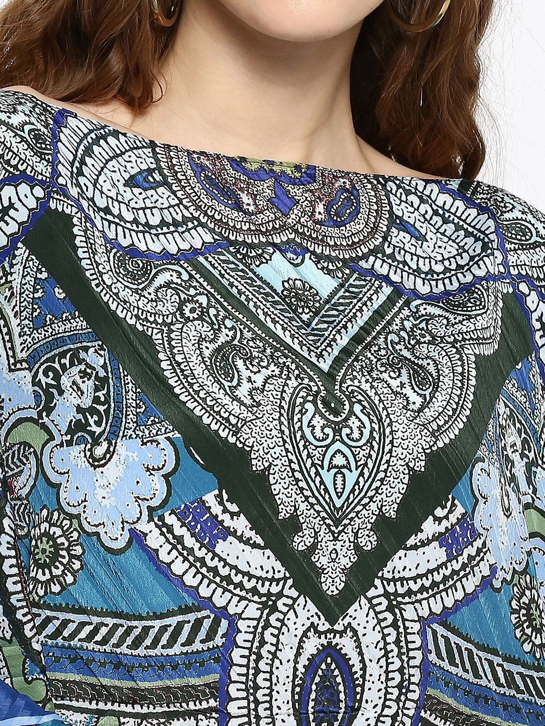 Blue Color Printed Poncho