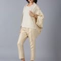 Brocade Floral Pattern Off-White 3 Piece Set