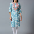 Light Grey Embroidered Floral Viscose Kurta
