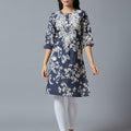 Viscose Embroidered Floral Navy Kurta