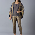 Brocade Roman Pattern Navy 3 Piece Set