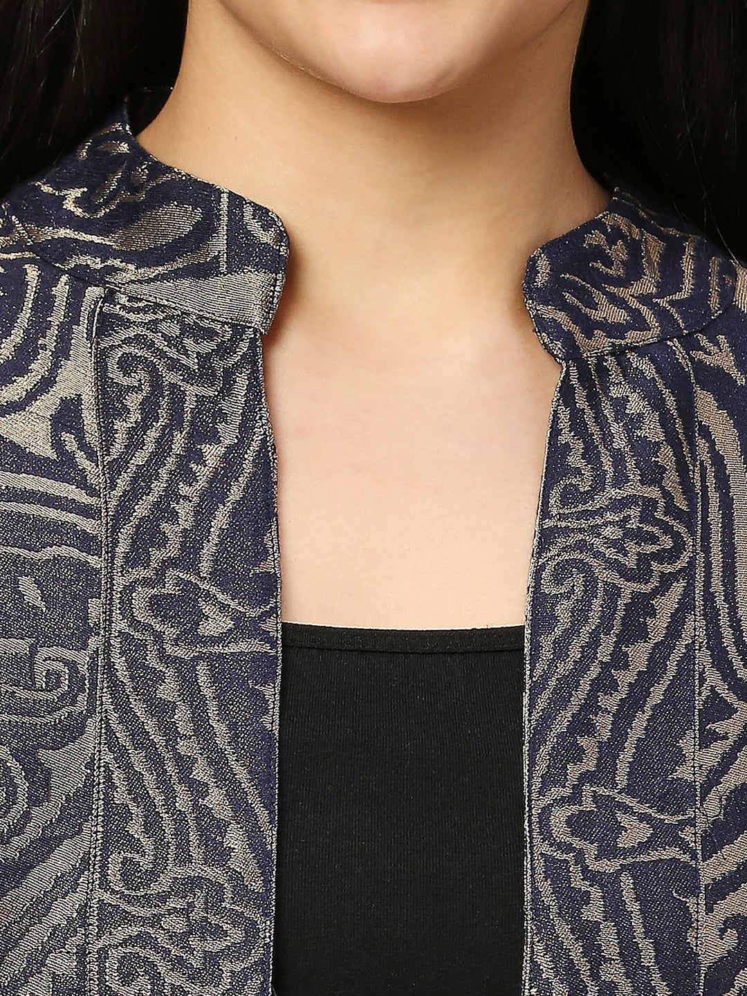 Brocade Navy Enlarged Paisley Design kimono