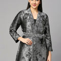 Brocade Flower Design Black Kimono