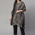 Brocade Navy Blue Leaf Motif Design Kurta