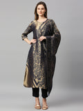 Brocade Navy Blue Rose & Petal Design Kurta Set