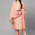 Brocade Pink Floral Design Kurta Set