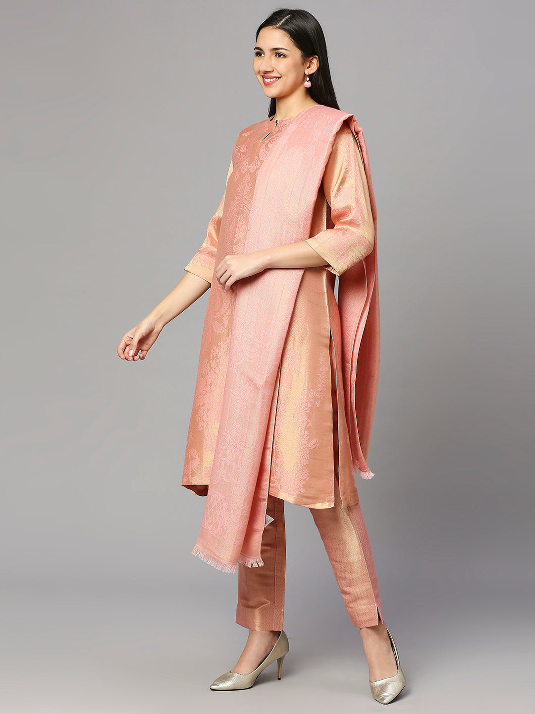 Brocade Pink Ornament Design Kurta