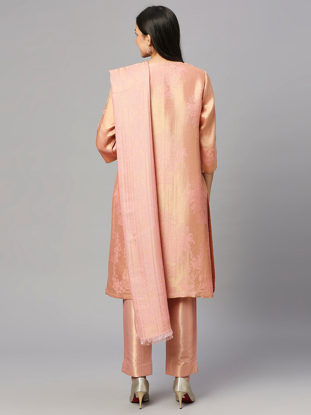 Brocade Off White Ethnic Motifs Design Kurta