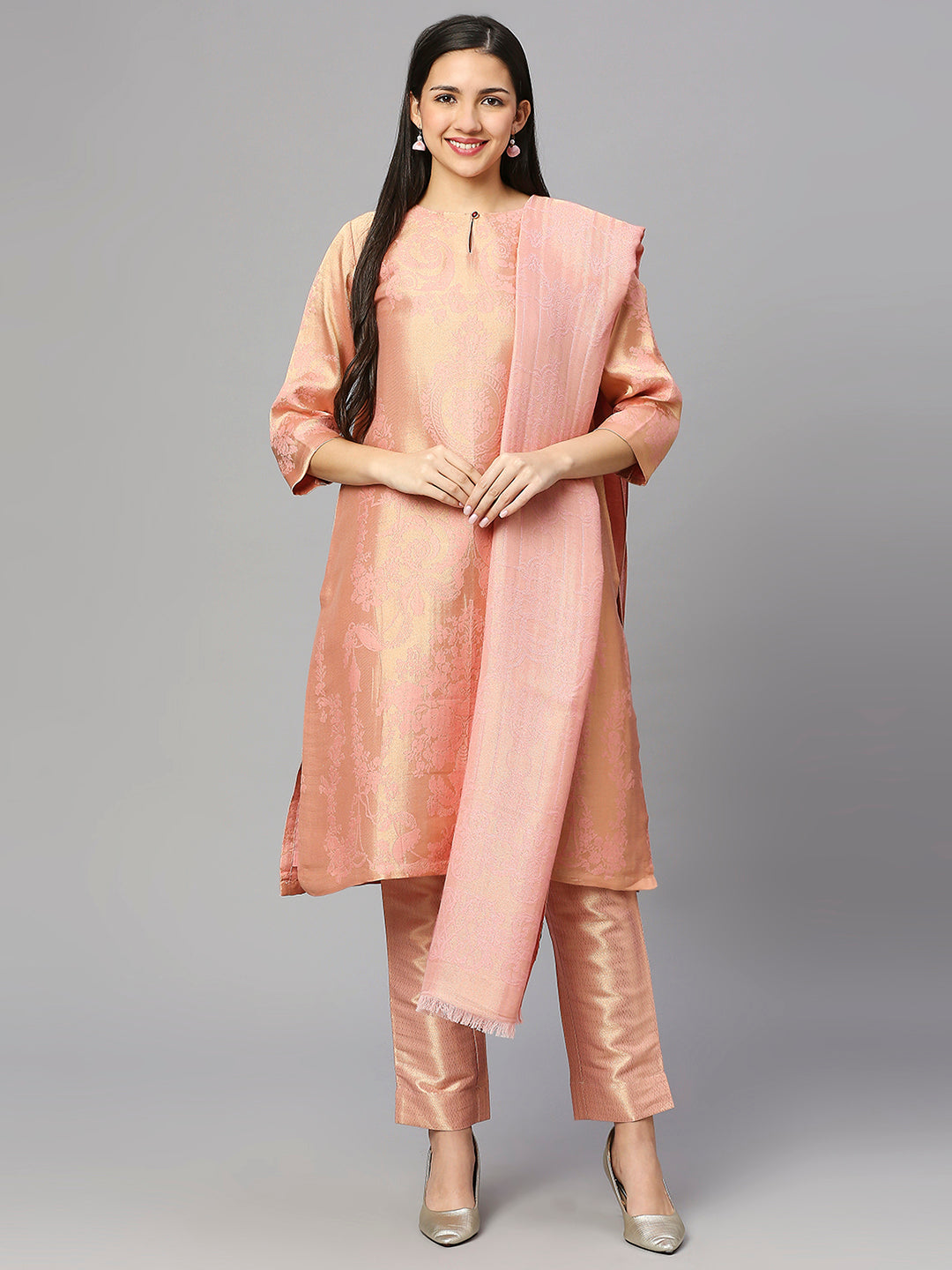 Brocade Pink Ornament Design Kurta
