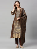 Brocade Brown Italian Ornament Design Kurta