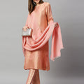 Brocade Peach Ornamental Kurta Set