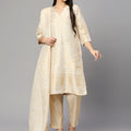 Brocade Off White Paisley Design Kurta