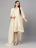 Brocade Off White Enlarged Paisley Design Kurta