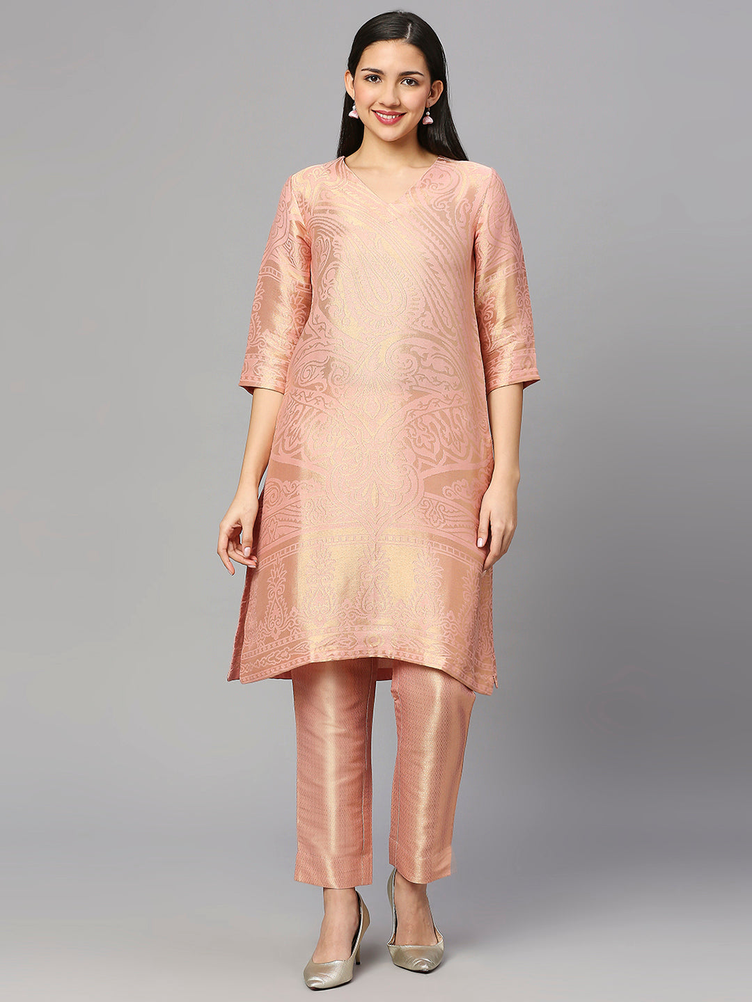 Brocade Pink Paisley Design Kurta