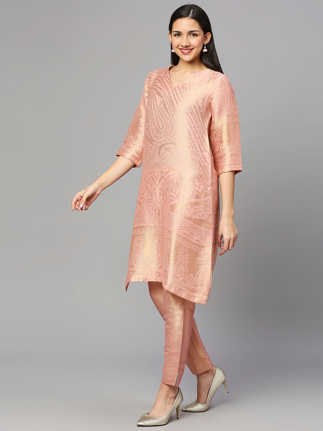 Brocade Pink Paisley Design Kurta