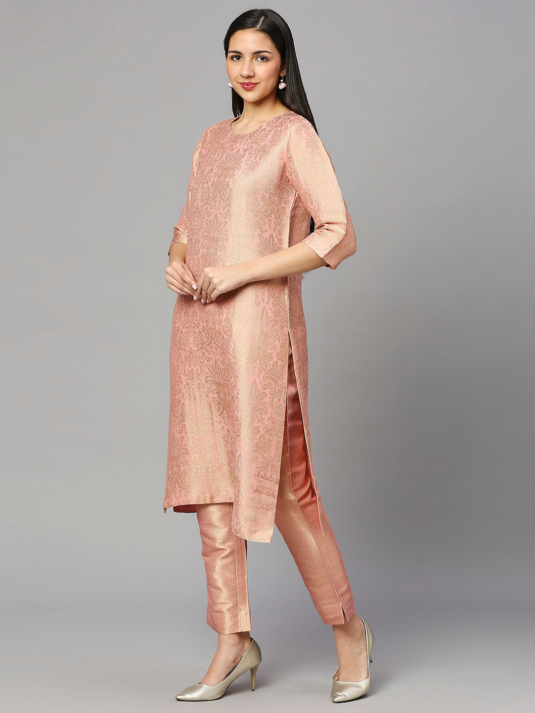 Brocade Pink Tapestry Design Kurta