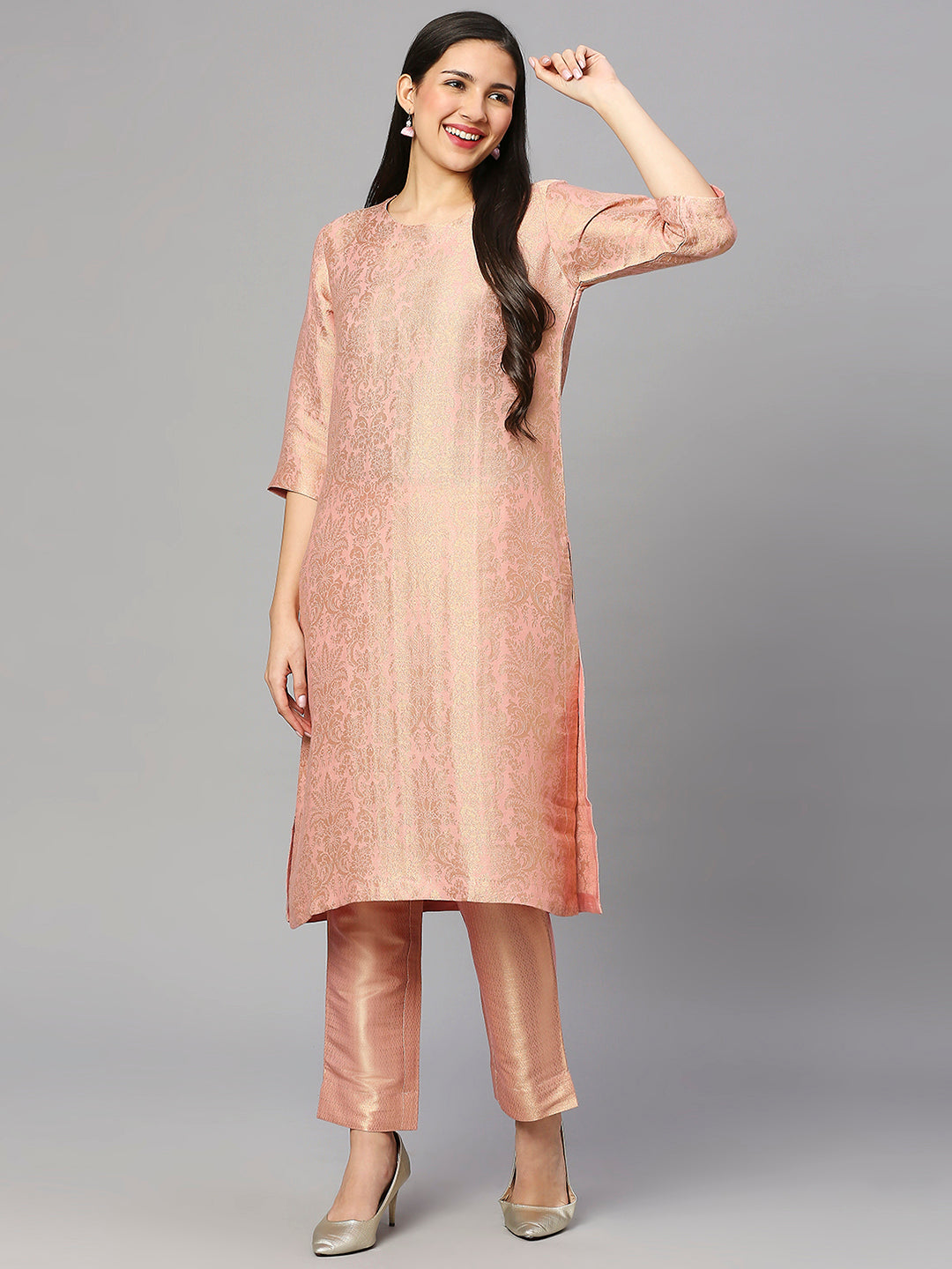 Brocade Pink Tapestry Design Kurta