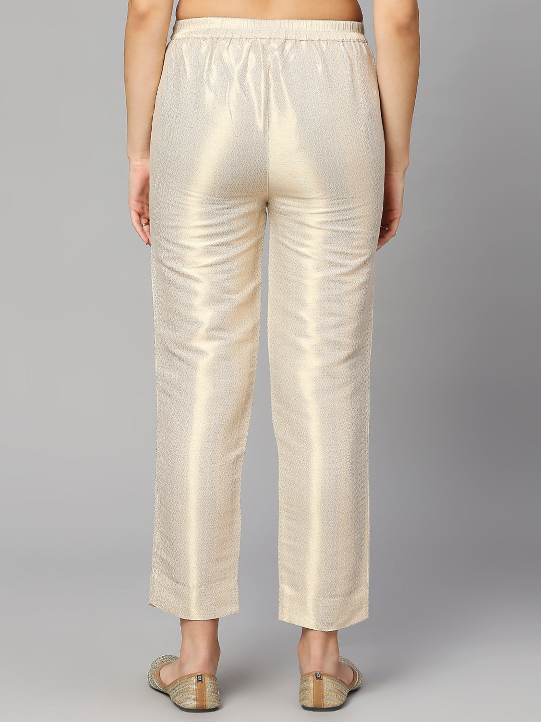 White & Gold Dobby Metallic Brocade Pant