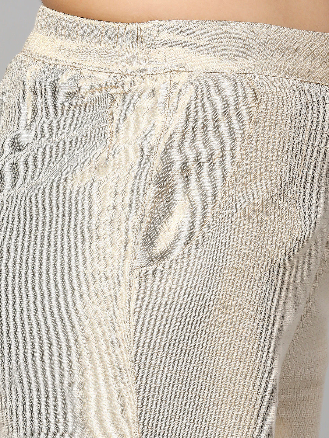 White & Gold Dobby Metallic Brocade Pant