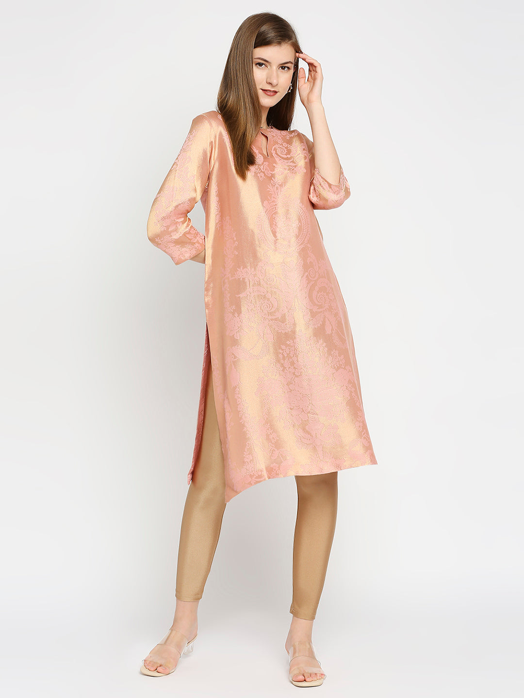 Brocade Pink Italian Ornament Design Kurta