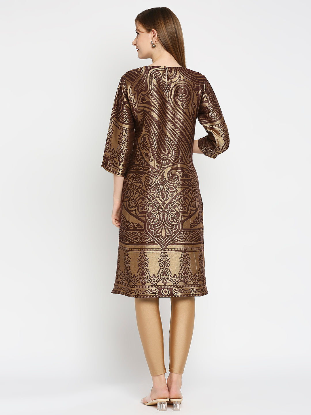 Brocade Brown Enlarged Paisley Design Kurta