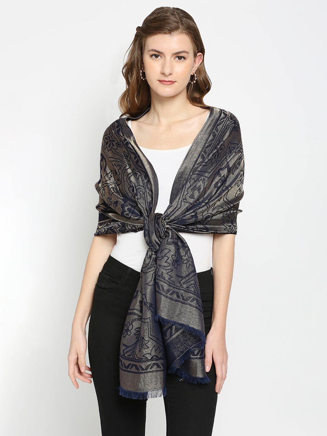 Brocade Ornamental Navy Wrap