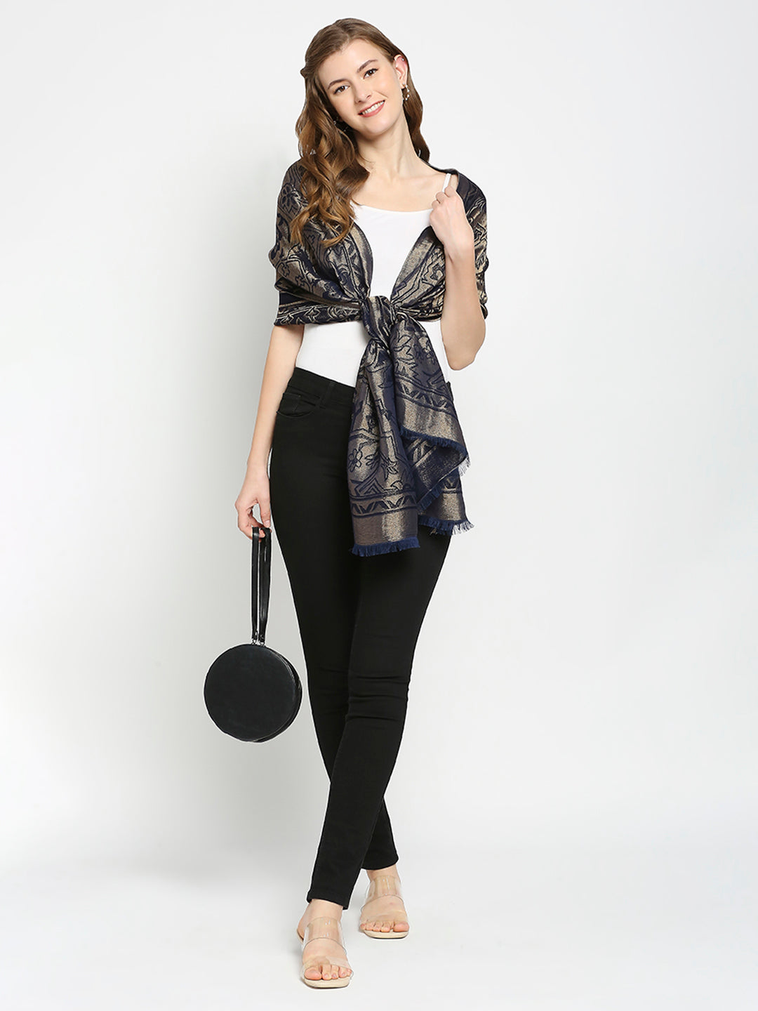 Brocade Ornamental Navy Wrap