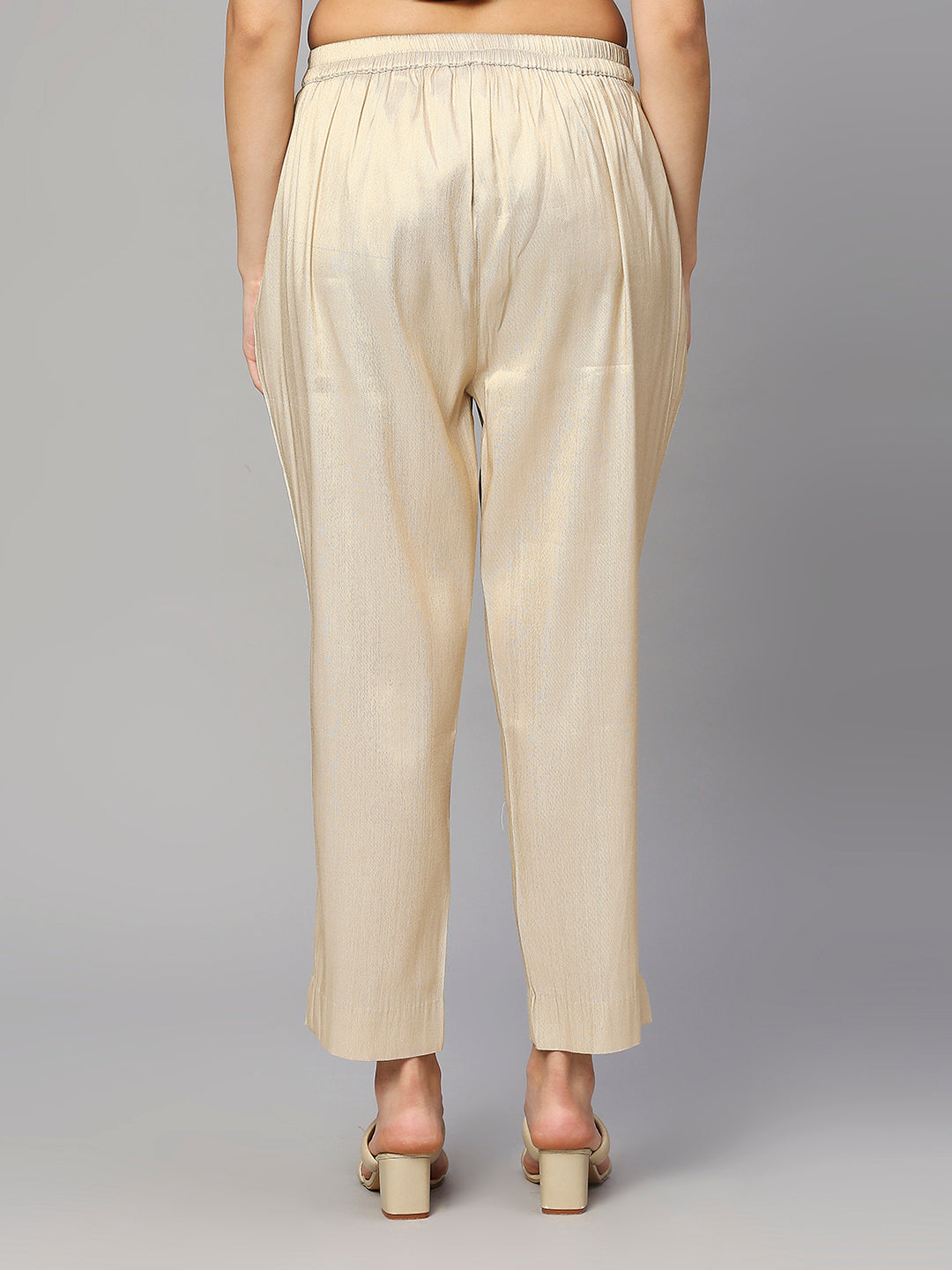 Ivory Gold Plain Weave Brocade Pant