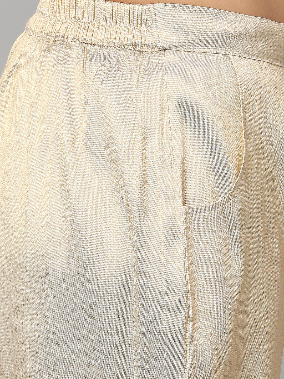 Ivory Gold Plain Weave Brocade Pant