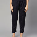 Plain Navy Viscose Pant