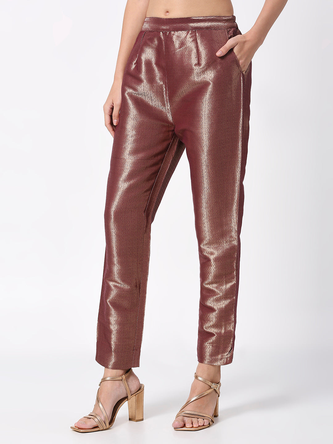 Wine Dobby Design Brocade Pant