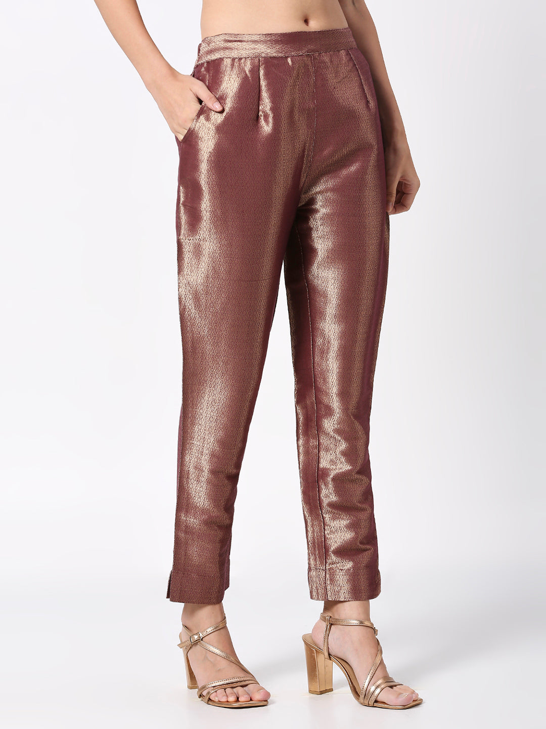 Wine Dobby Design Brocade Pant
