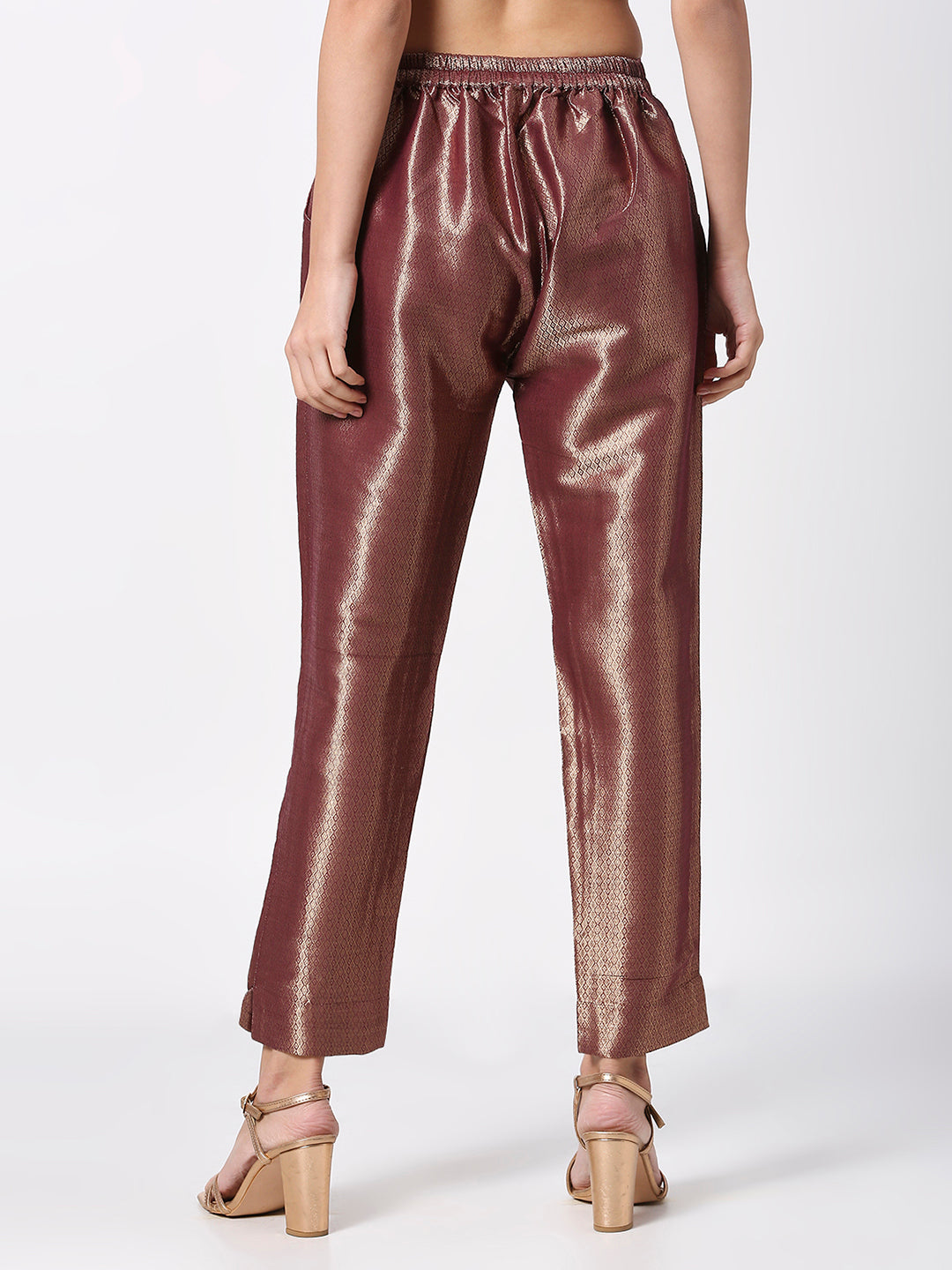 Wine Diamond Dobby Design Brocade Pant