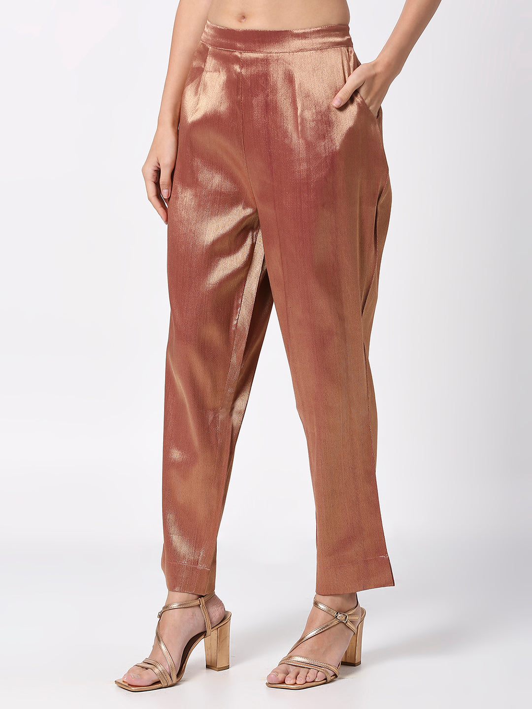 Wine Plain Weave Brocade Pant