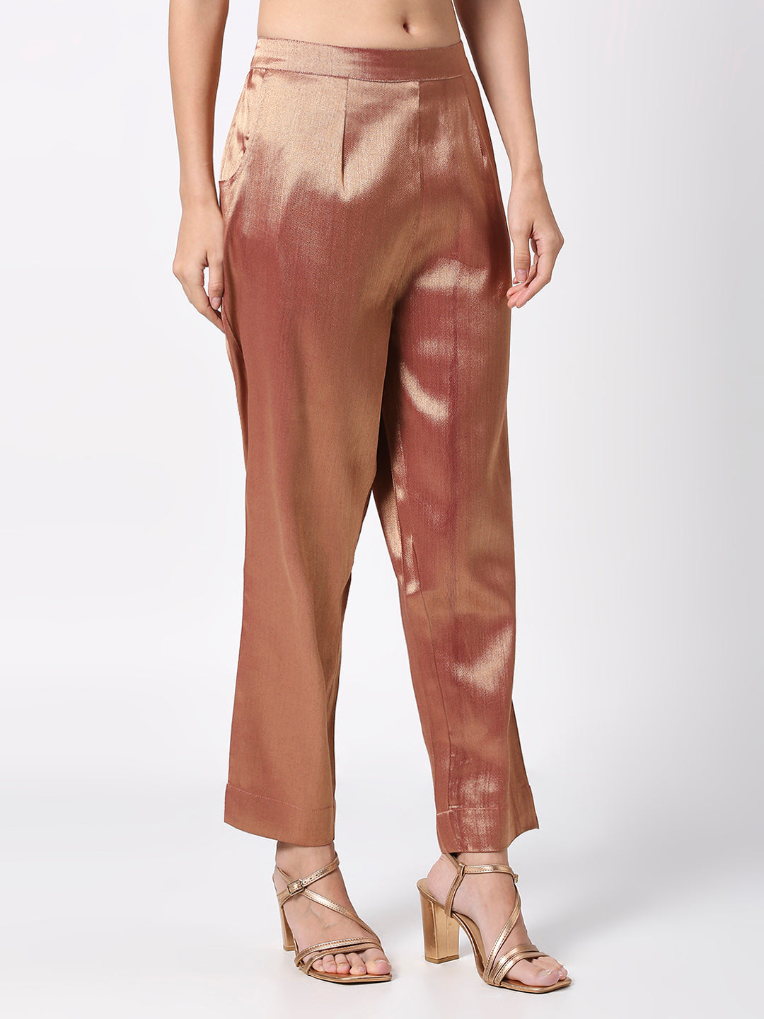 Wine Plain Weave Brocade Pant