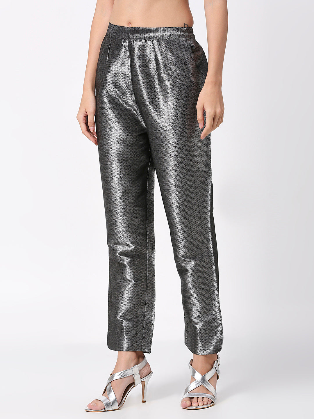 Black Dobby Design Brocade Pant
