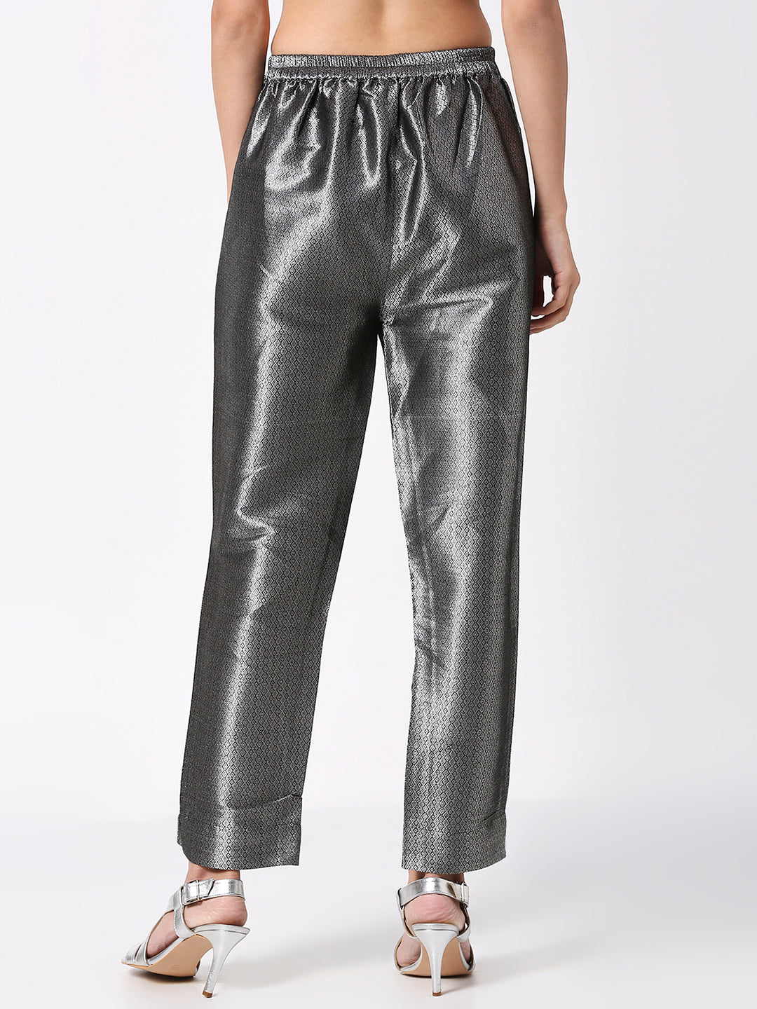 Black and Silver Dobby Designed Brocade Pant
