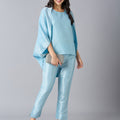 Brocade Roman Pattern Ice Blue 3 Piece Set