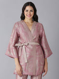 Mauve Floral Design Brocade Kimono