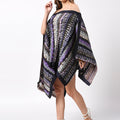 Blue Tie-Dye Printed Pleated Poncho