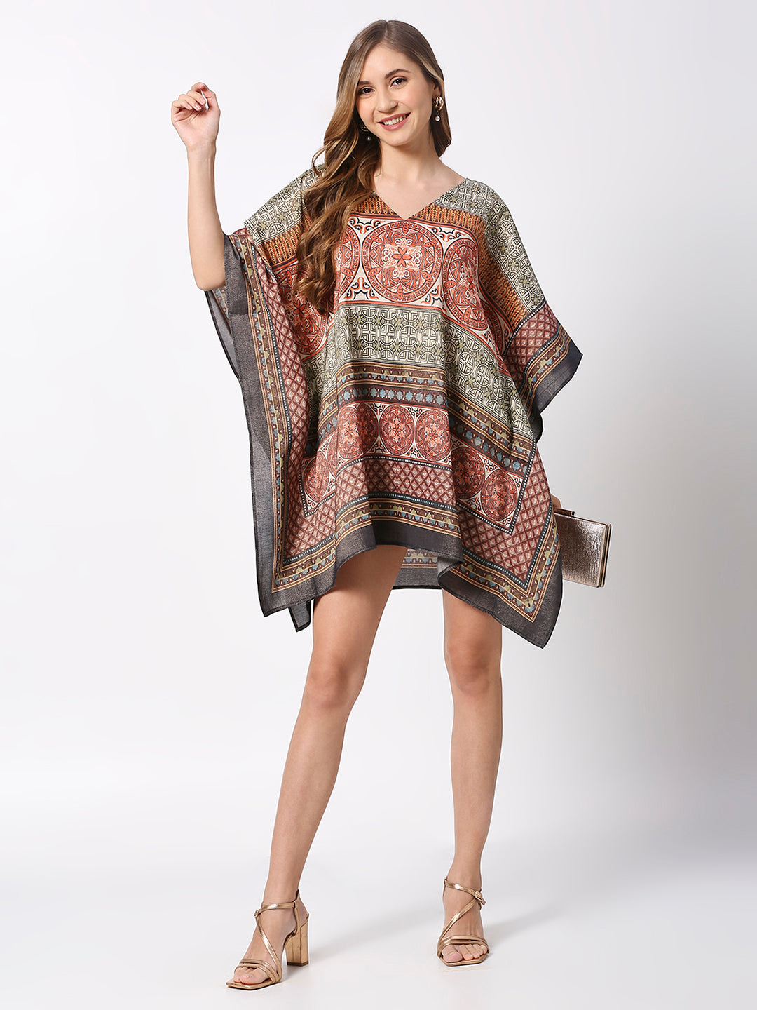 Multicolor Ornamental Poncho