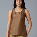Brocade Brown Gold Sleeveless Top