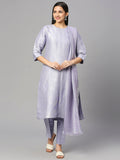 Floral Design Lavender Silver Brocade Kurta Set