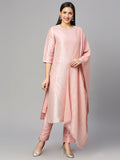 Pink Color Floral Design Brocade Kurta