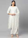 White Floral Design Brocade Kurta