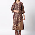 Brocade Wine Floral Design Kurta