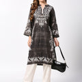 Black Floral Metallic Kurta